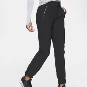 Athleta Wander Black Knit Slim Straight Leg Athletic Stretch Zipper Pants Sz 8